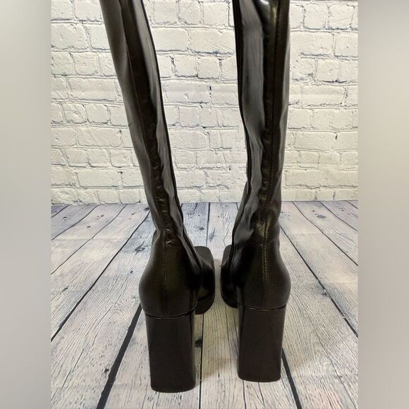 VINTAGE Luichiny Mavis Black Leather Y2K Classic Club Retro Platform Boots 39 - Picture 7 of 16